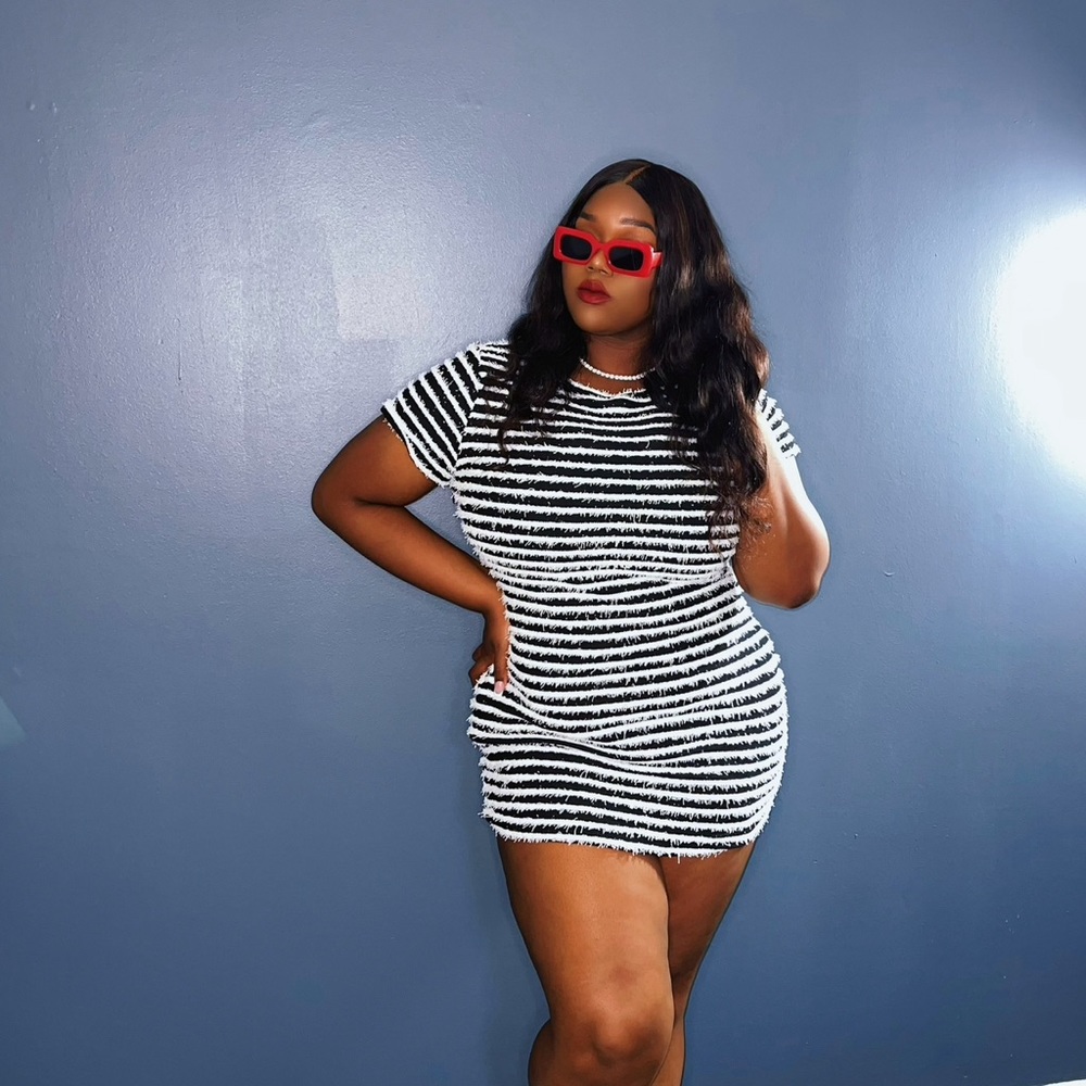 Plus Striped Print Bodycon Dress